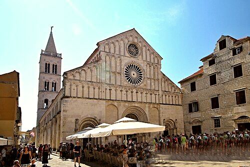 Front facade on the Cathedral of St. Anastasia in Zadar