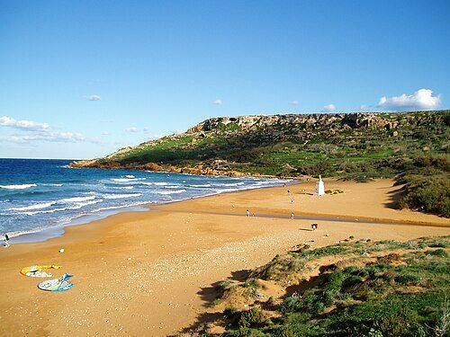 The beach of Ramla Bay on Gozo.