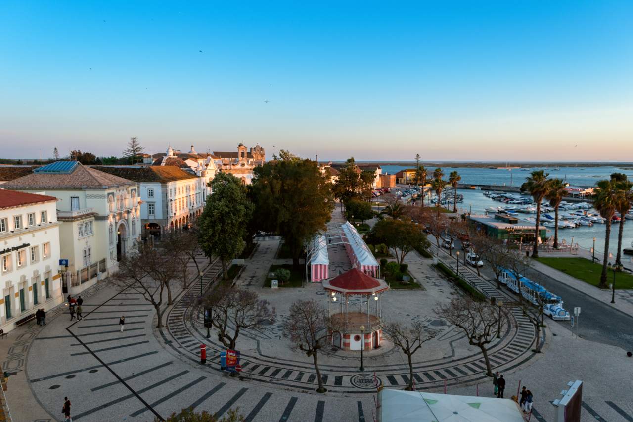 The Manuel Bívar park, the main square and historic centre of Faro