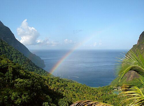 The valley between the two twin peaks, Petit Piton and Gros Piton, is a UNESCO World Heritage Site.