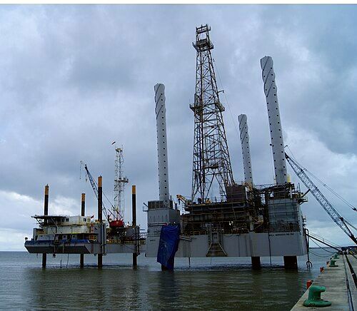 Drilling rigs off the coast of Trinidad.