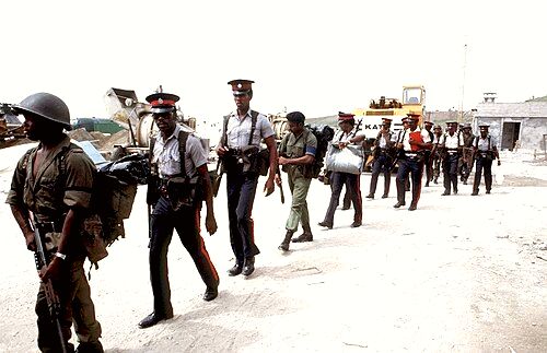 Members of the Eastern Caribbean Defence Force during the 1983 invasion of Grenada.