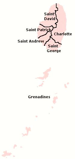 Map of the Parishes of Saint Vincent and the Grenadines