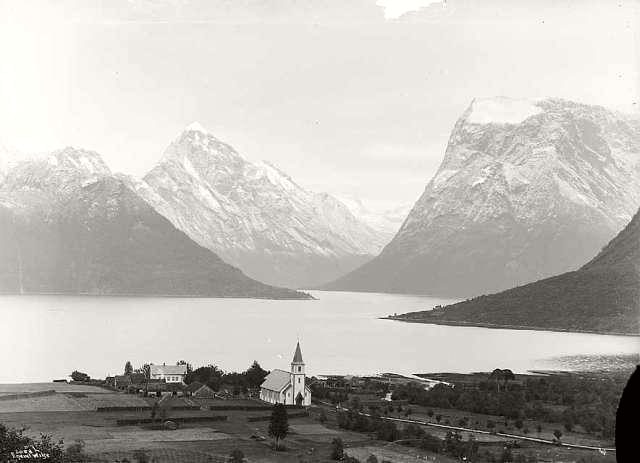 View of the Hjørundfjord Church (c. 1885)