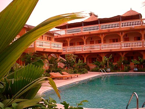 A modern tourist hotel catering to Europeans in the resort town of Saly.