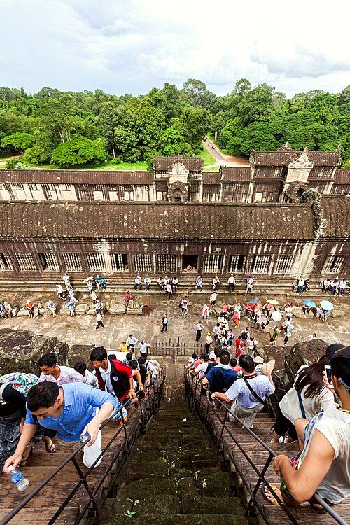 Tourists at Angkor Wat.