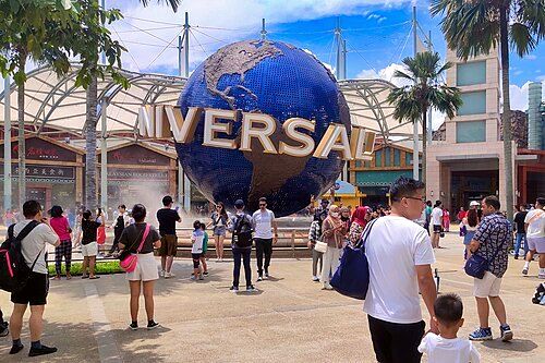Universal Studios Singapore's globe located at the entrance of the park