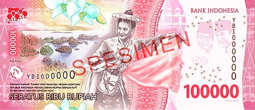 Raja Ampat Islands featured on the reverse side of the 100,000 rupiah banknote