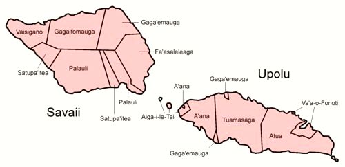 Districts of Samoa map