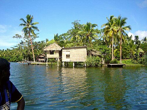 Typical house at lakes edge at Lake Tegano. Taken 2008