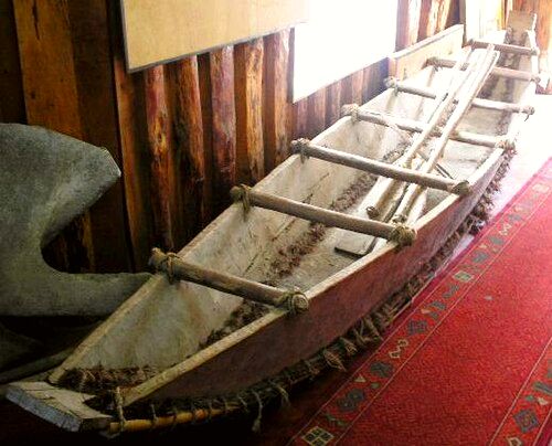 Reconstruction of a dalca in the museum of Dalcahue.