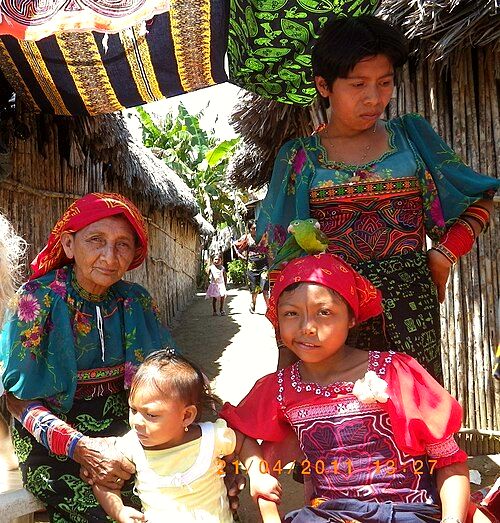 Guna family in their traditional costume