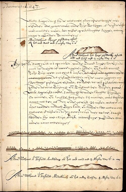 Page from the ship's log of Abel Tasman with the description of 't Eijlandt Amsterdam, nowadays Tongatapu [2]