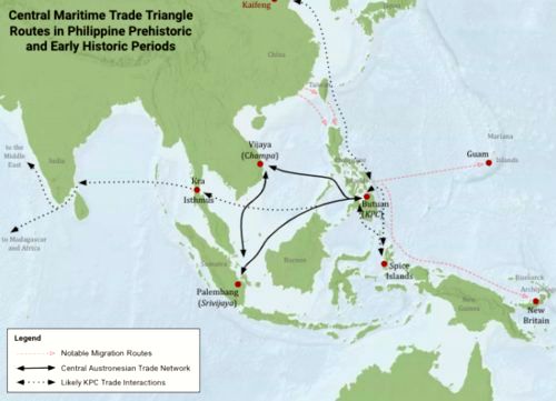 The trade network that the Kalaga Putuan Crescent had controlled across Southeast Asia, and which the Rajahnate of Butuan and Surigao-Siargao was an early capital of, before the center of the network was moved to the Rajahnate of Cebu[3]: 72  The peo