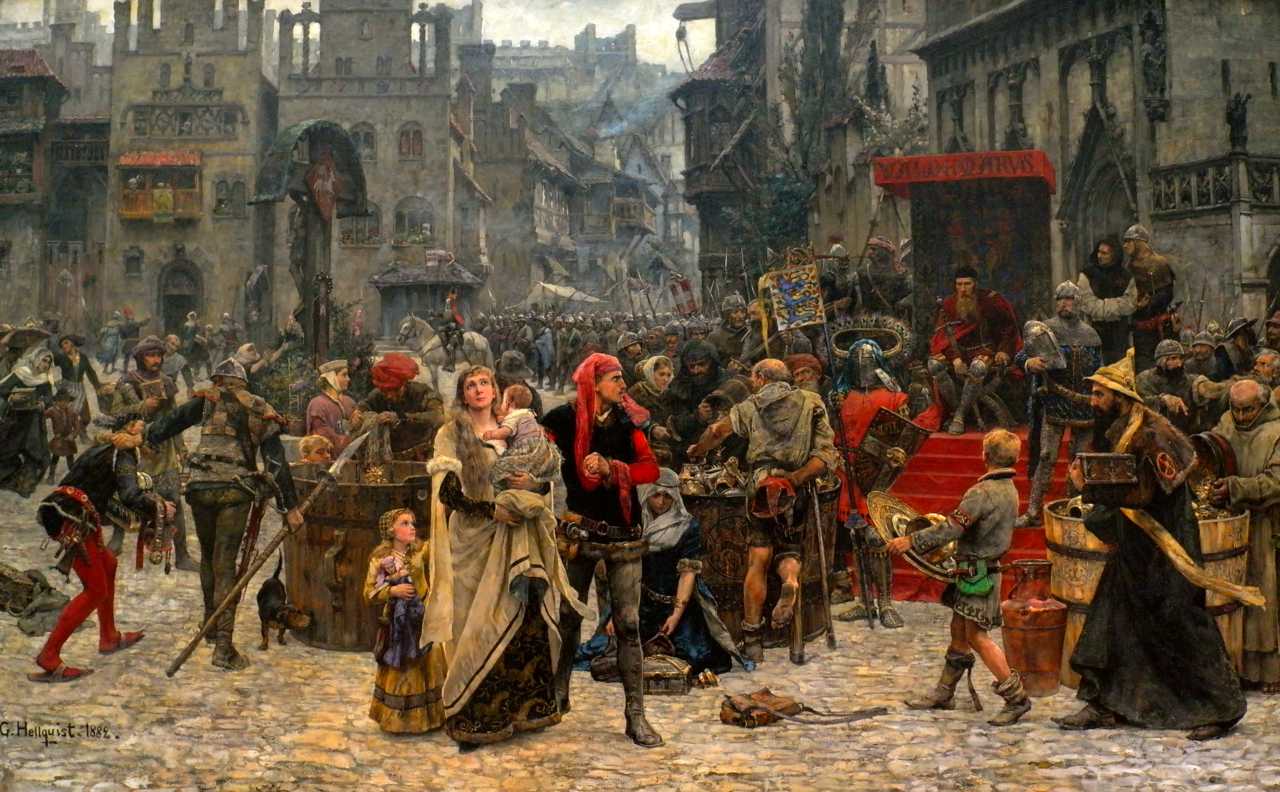 Valdemar Atterdag holding Visby to ransom, 1361, by Carl Gustaf Hellqvist (1851–1890).