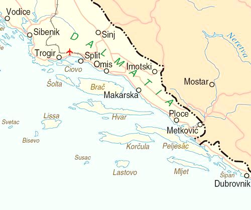 The island of Hvar lies in the Southern Adriatic Sea, off the Dalmatian coast, southern Croatia
