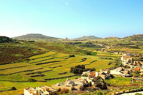 Gozitan landscape in Għasri, as viewed from the Cittadella.