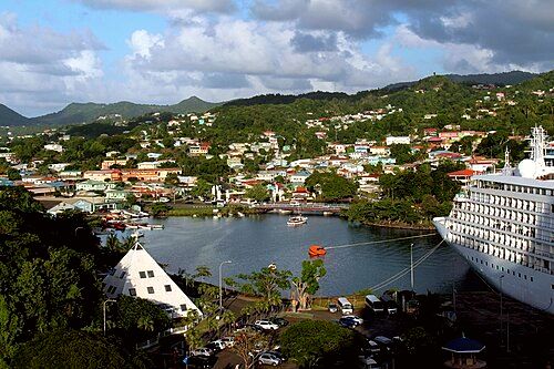 Castries Harbour, a docking port for cruise ships.