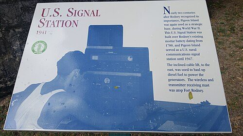 Pigeon Island historical marker for WW II