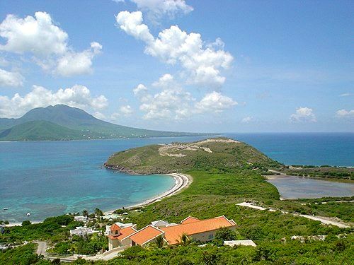 A view of Nevis from the southeastern peninsula of Saint Kitts in 2005