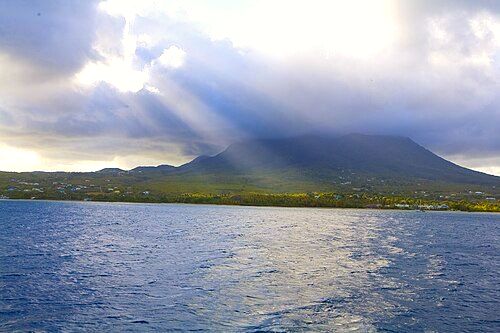Part of the west coast of Nevis, including the location of Nelson's Spring
