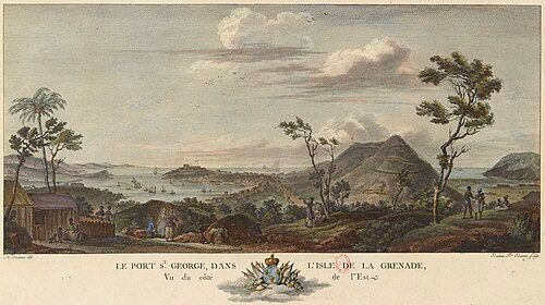 The island of Grenada and port Saint-Georges in 1776.