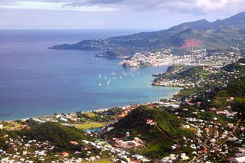 Aerial photo of the capital St George's.