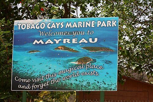 Welcome sign at Saline Bay, Mayreau Island