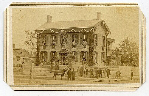 Abraham Lincoln's Springfield home in 1865 during Lincoln's funeral