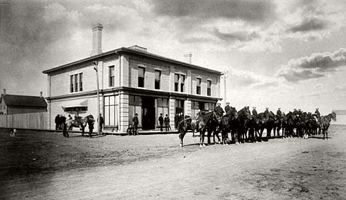 The Regina Court House during Louis Riel's trial in 1885. He was brought to Regina following the North-West Rebellion.