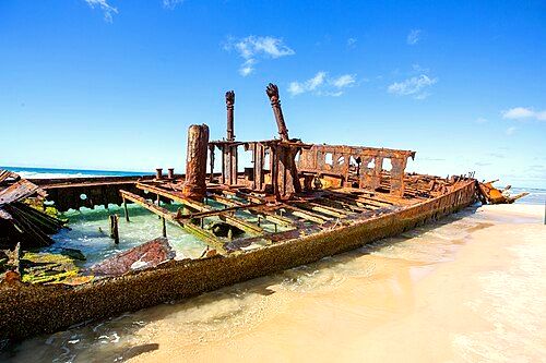 The wreck of SS Maheno near Eli Creek, 2019