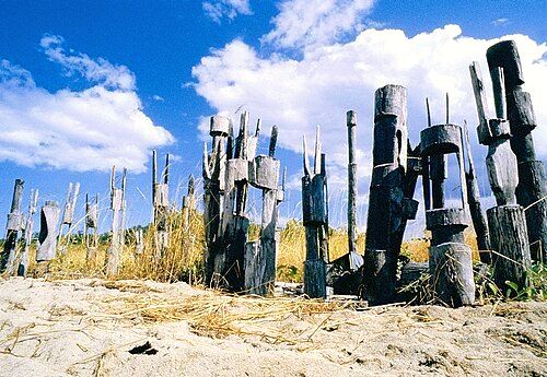 Traditional burial poles, Tiwi Islands, 2005.