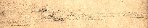 Sketch of Fort Dundas by John Septimus Roe in 1824