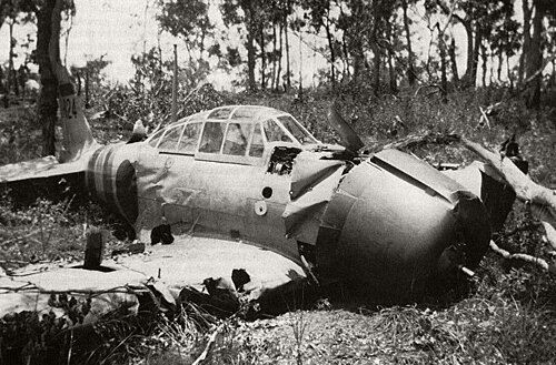 The crashed Mitsubishi A6M Zero aircraft of Hajime Toyoshima on Melville Island