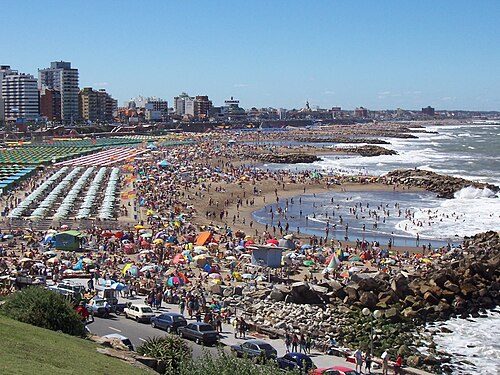 Two of the beaches of Mar del Plata during summer tourism season