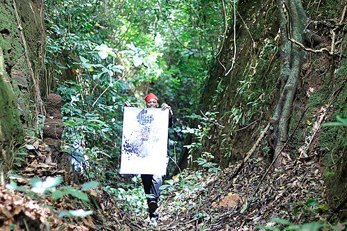 Multidisciplinary technologist  Ade Olufeko inside Sungbo's Eredo in 2017