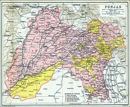 A map of the Punjab Province in colonial India (1909). During the Partition of India along the Radcliffe Line, the capital of the Punjab Province, Lahore, fell into West Punjab, Pakistan. The necessity to have a new capital for East Punjab in India t