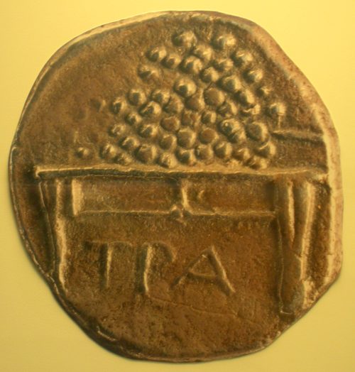 Coin of Trapezous from the 4th century BC in the British Museum. The coin promotes the colonial Greek city as a 'table of plenty'.