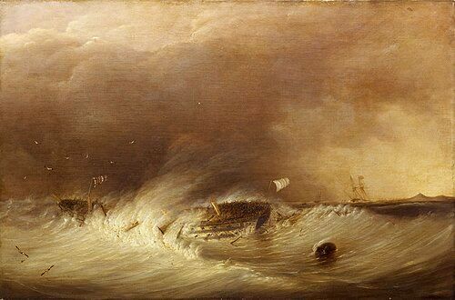 HMS Hero wrecked at Haak Sands near Texel 25 December 1811