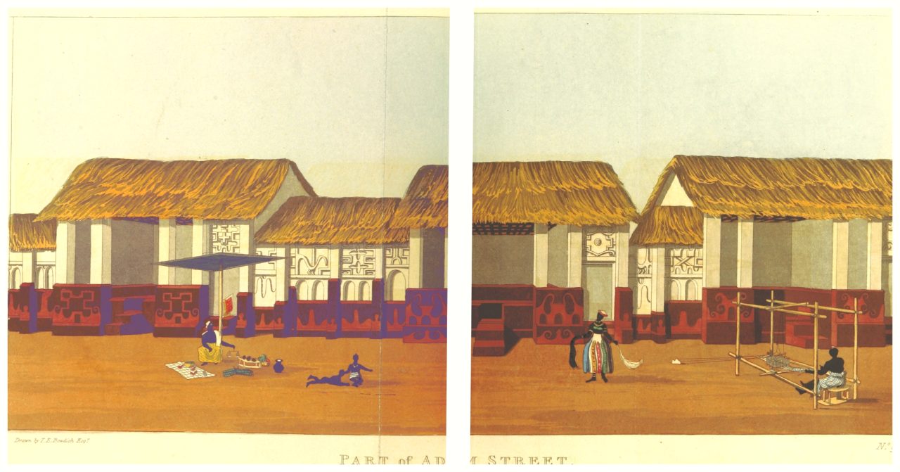 Kente weaver on Adum Street in Kumasi, Ghana, 1819