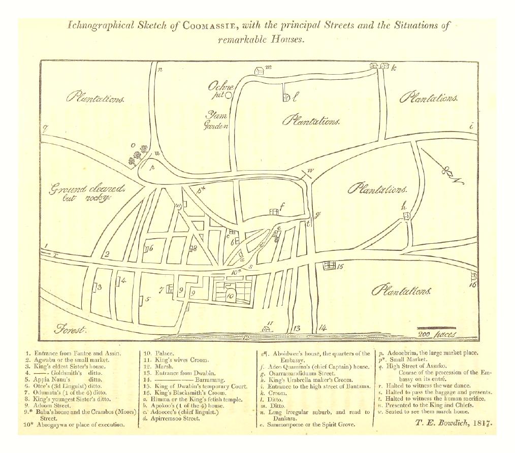 Bowdich's sketch of Kumasi c. 1817[22]