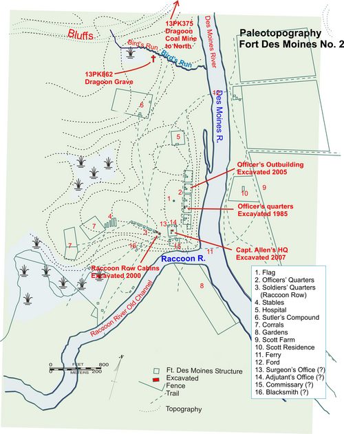 Map of Fort Des Moines sites in downtown Des Moines[16]
